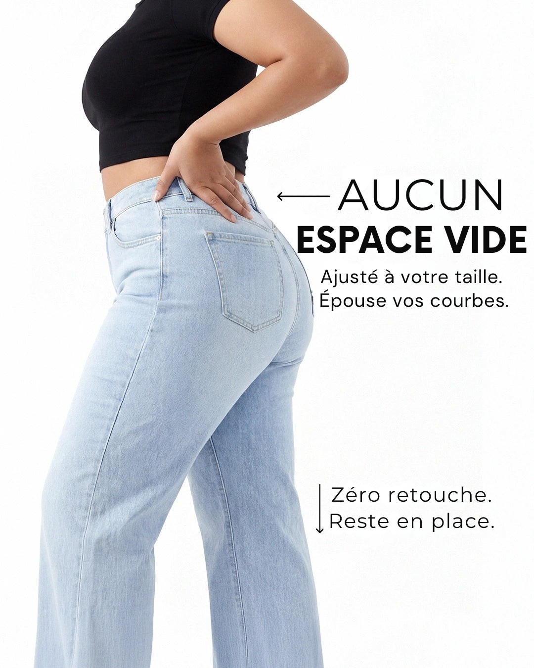 Jean large Solina vu de dos, sans espace vide à la taille
