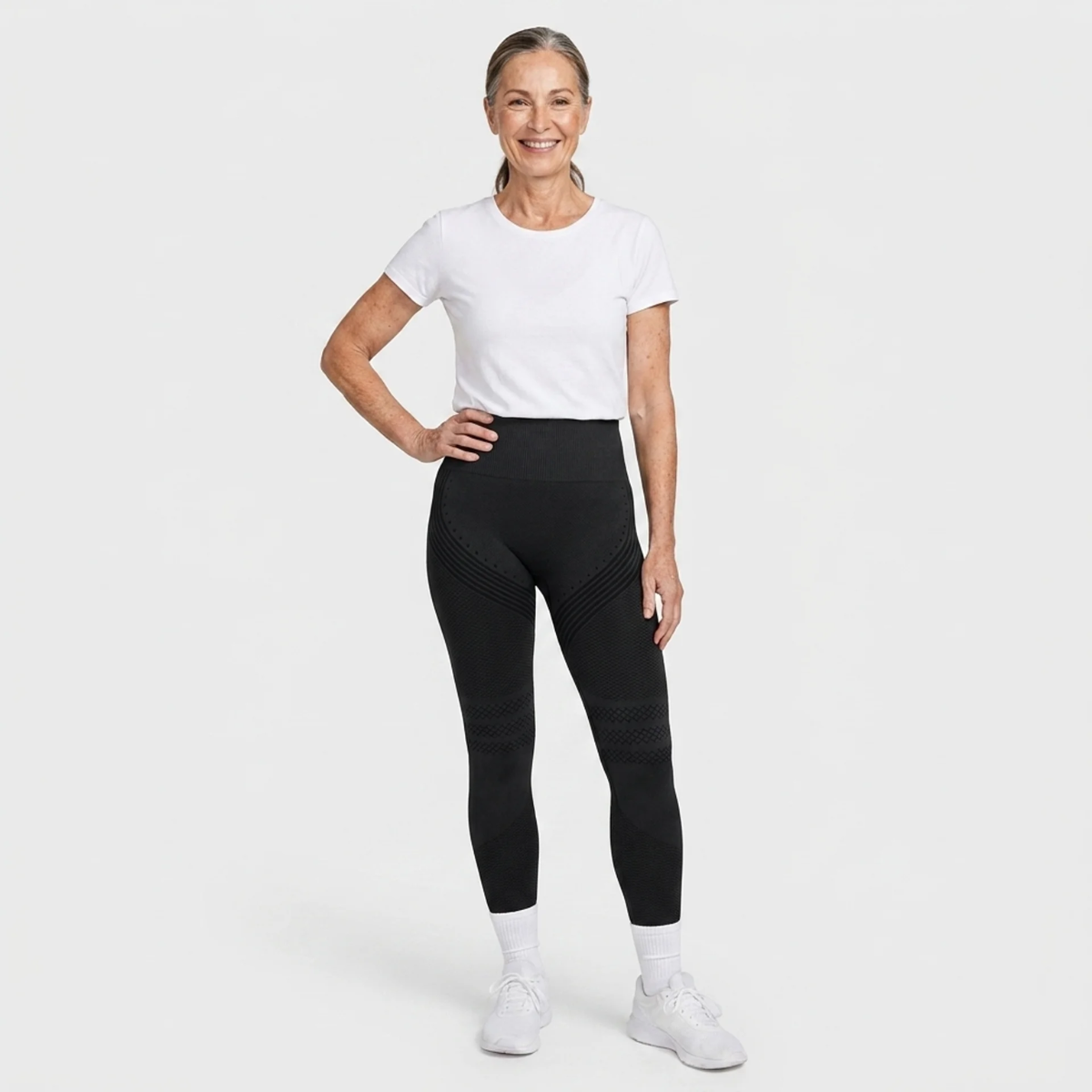 Legging Sculptant 3D Solina, coloris noir, vue de face
