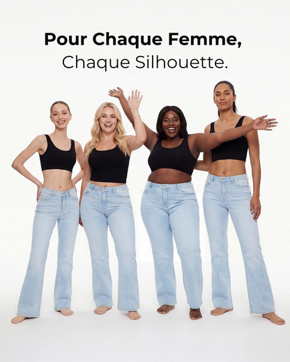 Jean large effet push-up taille mi-haute