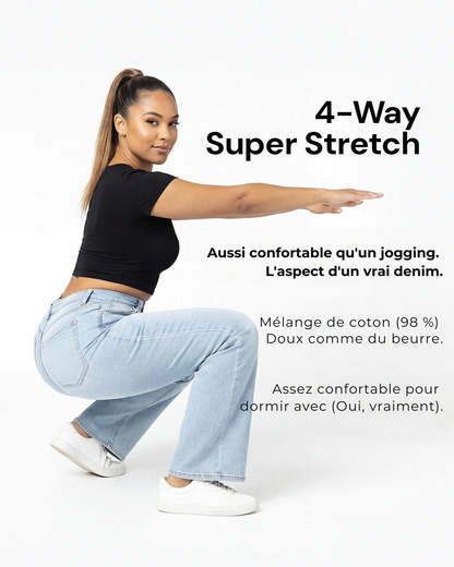 Jean large effet push-up taille mi-haute