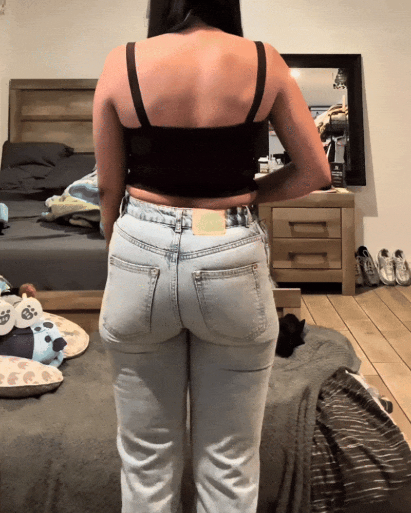 Jean large effet push-up taille mi-haute