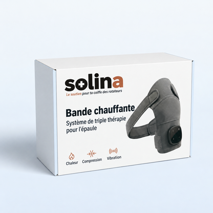 Boîte de la bande chauffante et massante Solina, système de triple thérapie pour l'épaule