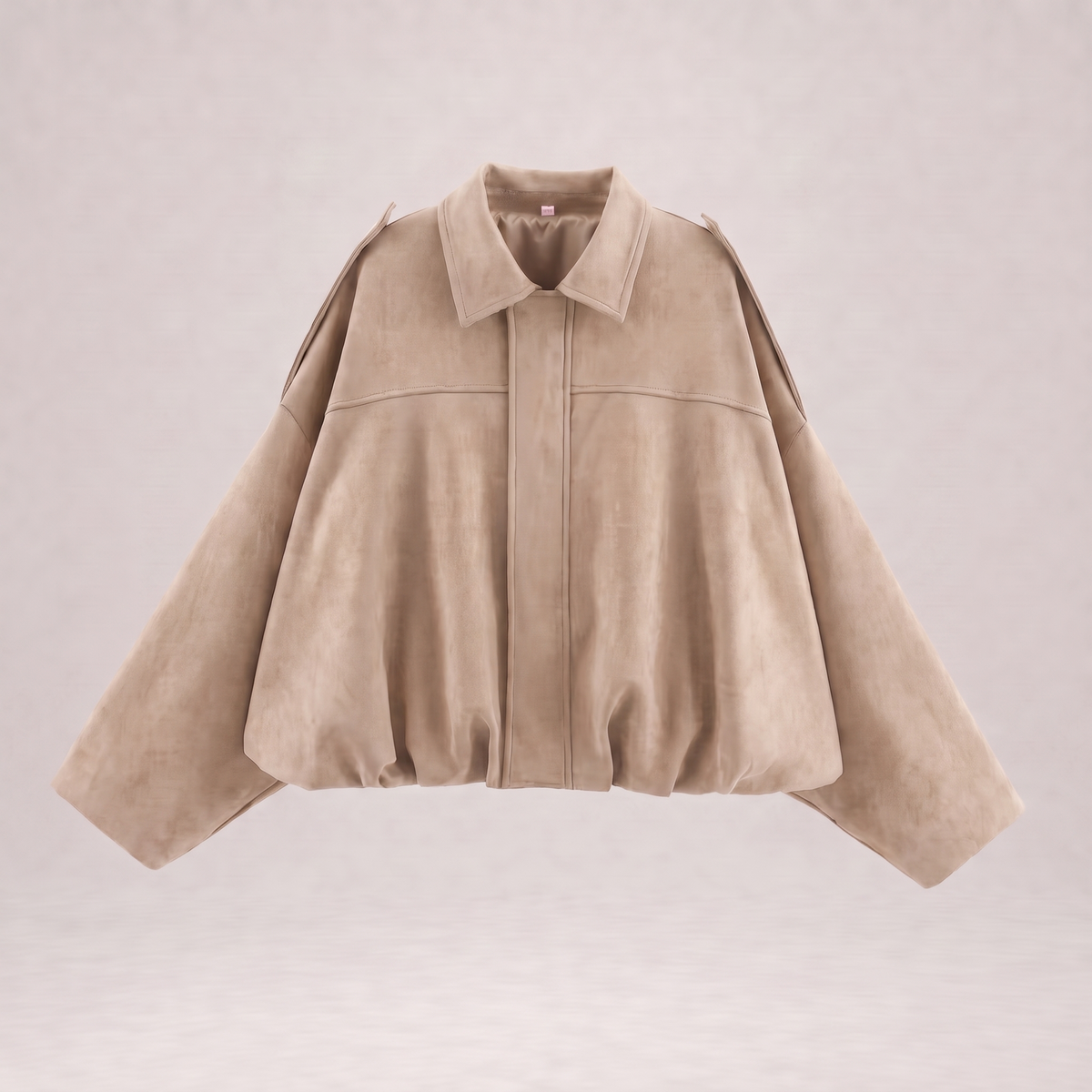 Veste bomber en daim Solina couleur beige à plat
