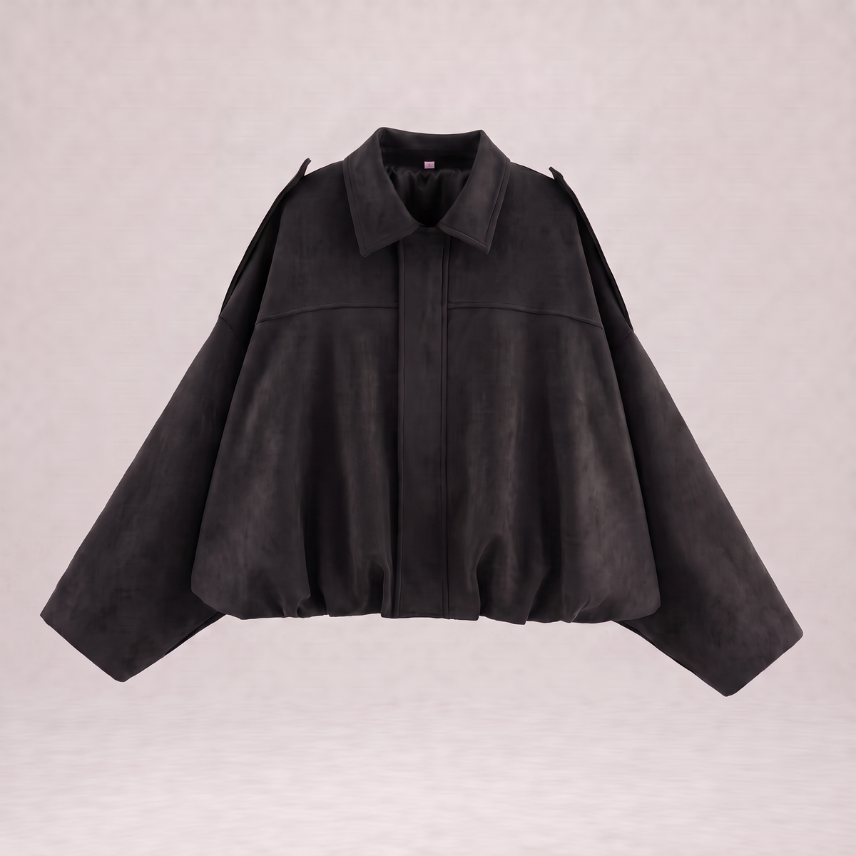 Veste bomber en daim Solina couleur noir à plat