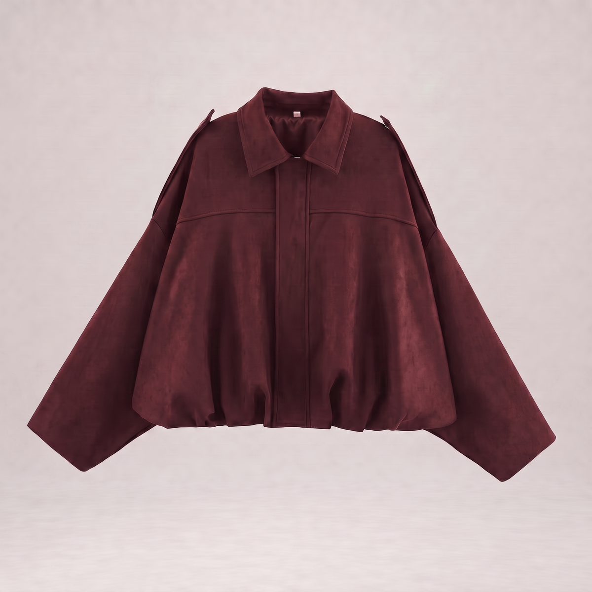 Veste bomber en daim Solina couleur bordeaux à plat