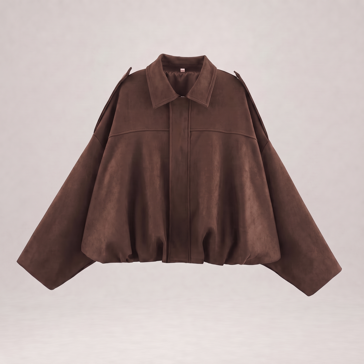 Veste bomber en daim Solina couleur café à plat