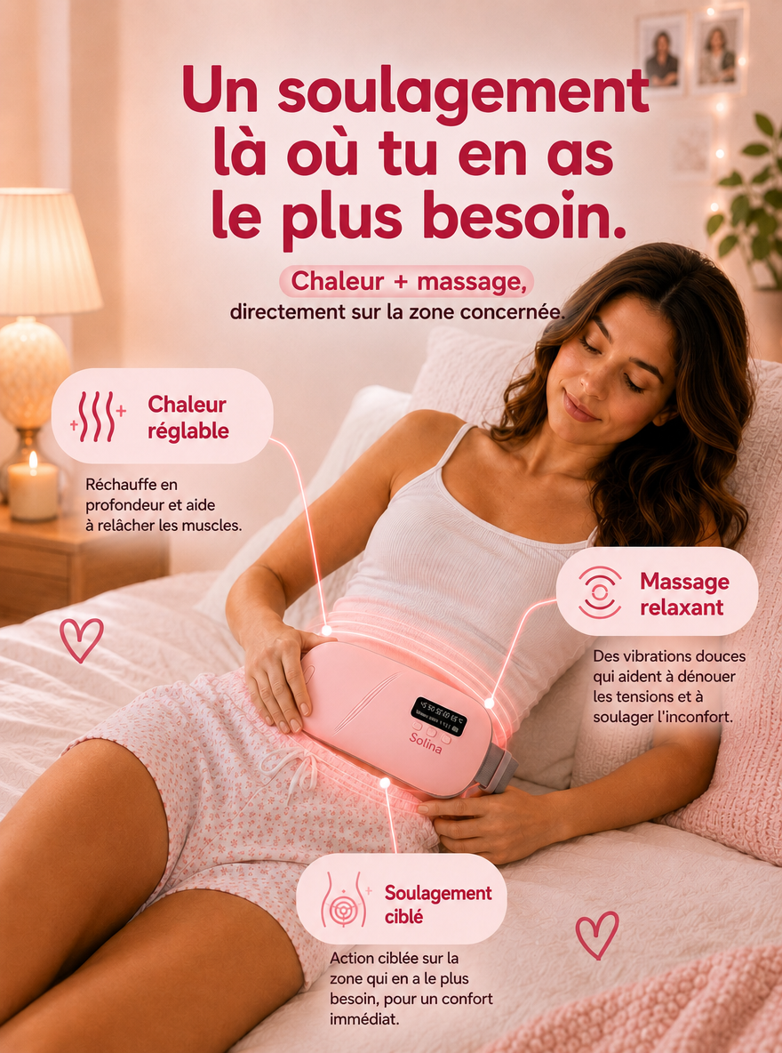 Ceinture chauffante et massante Solina : soulagement ciblé et chaleur réglable