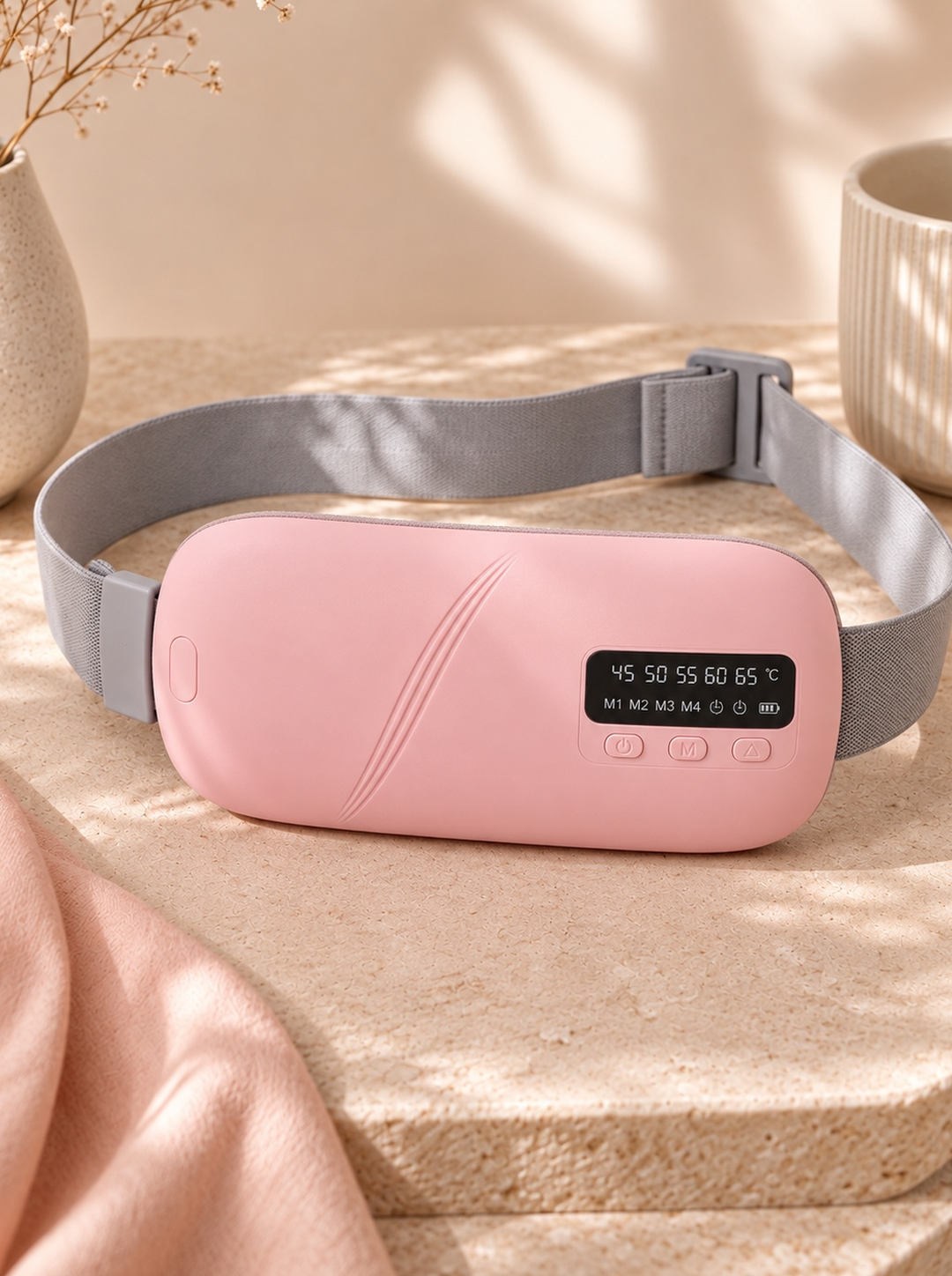 Ceinture menstruelle chauffante Solina rose, vue de face