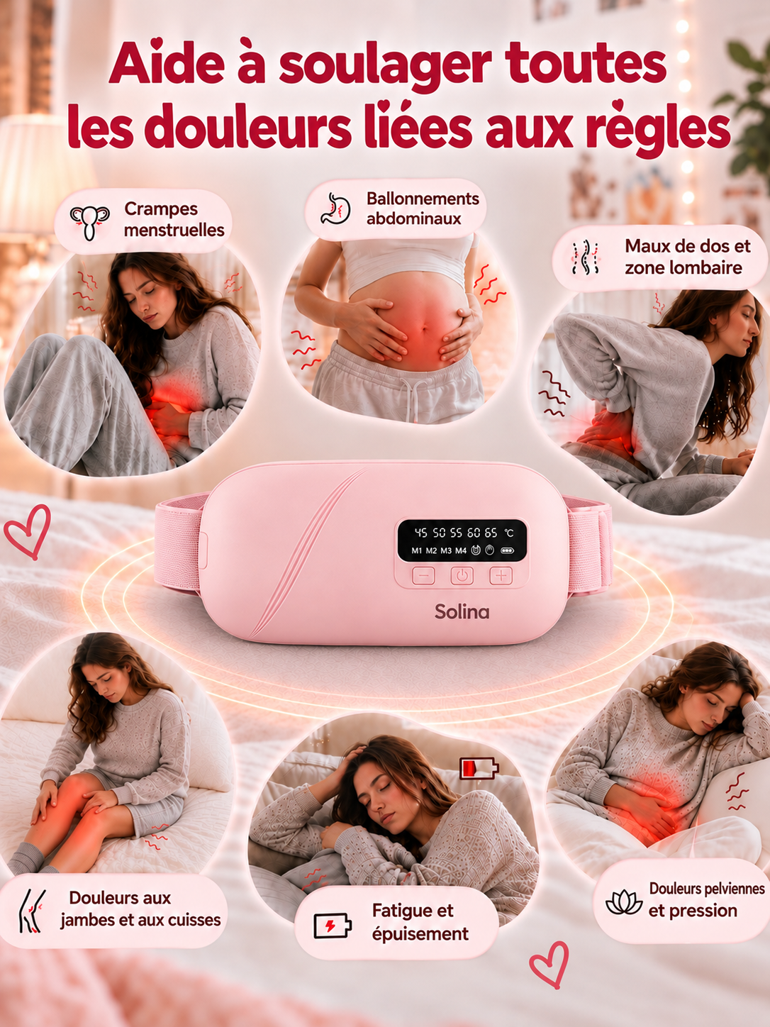 Ceinture Solina : soulage crampes, ballonnements, maux de dos et douleurs pelviennes
