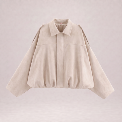 Veste bomber en daim Solina couleur crème à plat