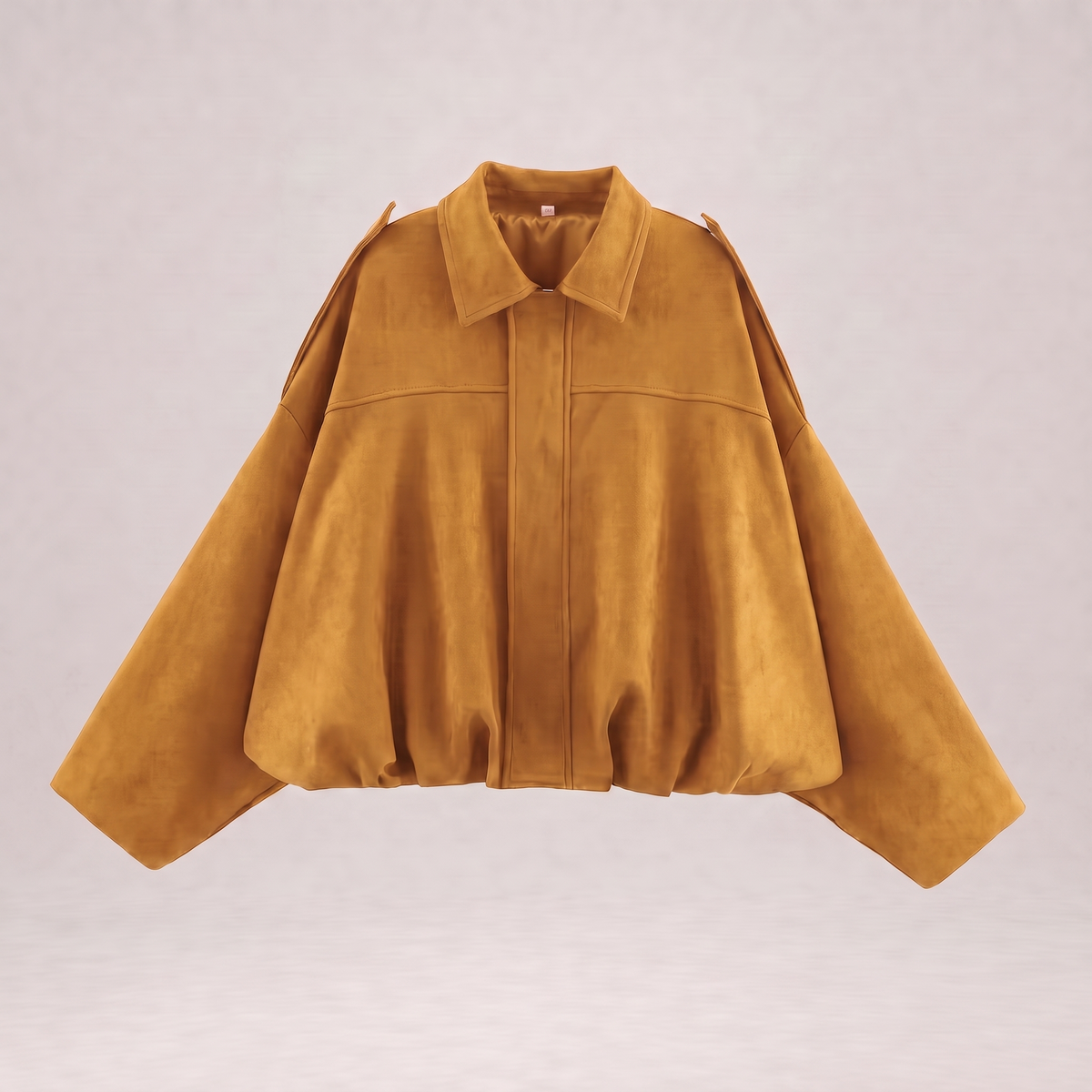 Veste bomber en daim Solina couleur gingembre à plat
