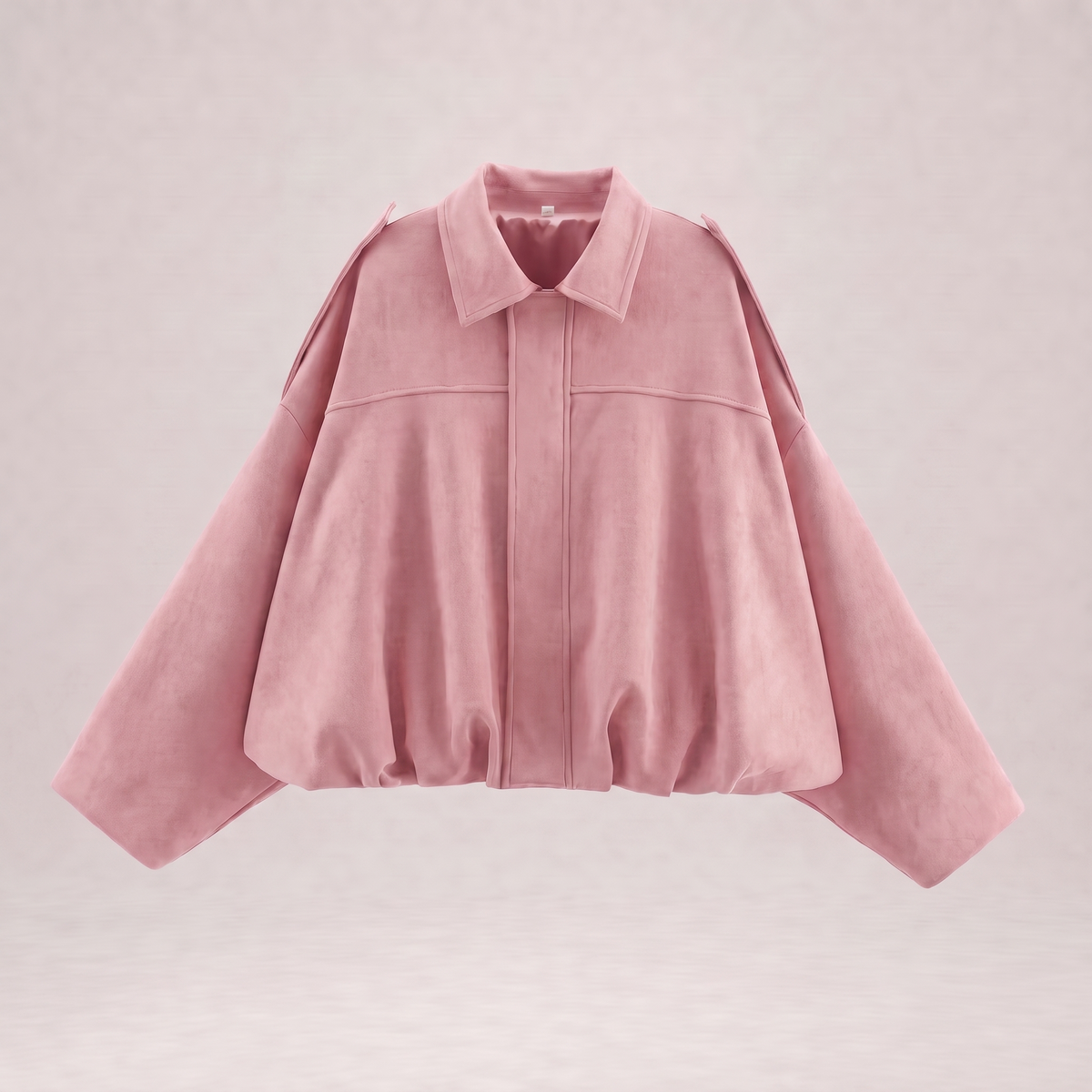 Veste bomber en daim Solina couleur rose à plat
