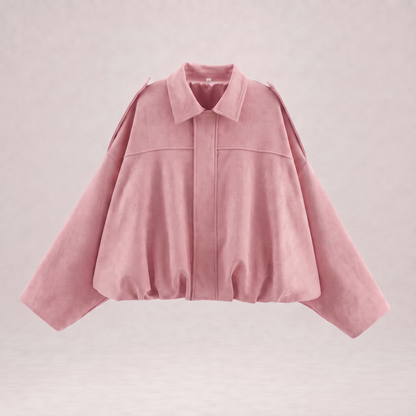 Veste bomber en daim Solina couleur rose à plat