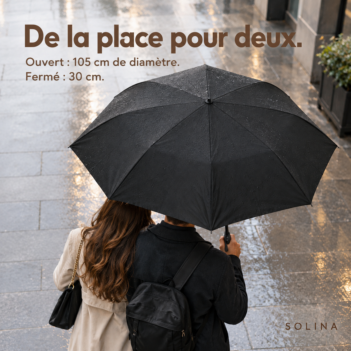 Parapluie Solina de 105 cm de diamètre, de la place pour deux