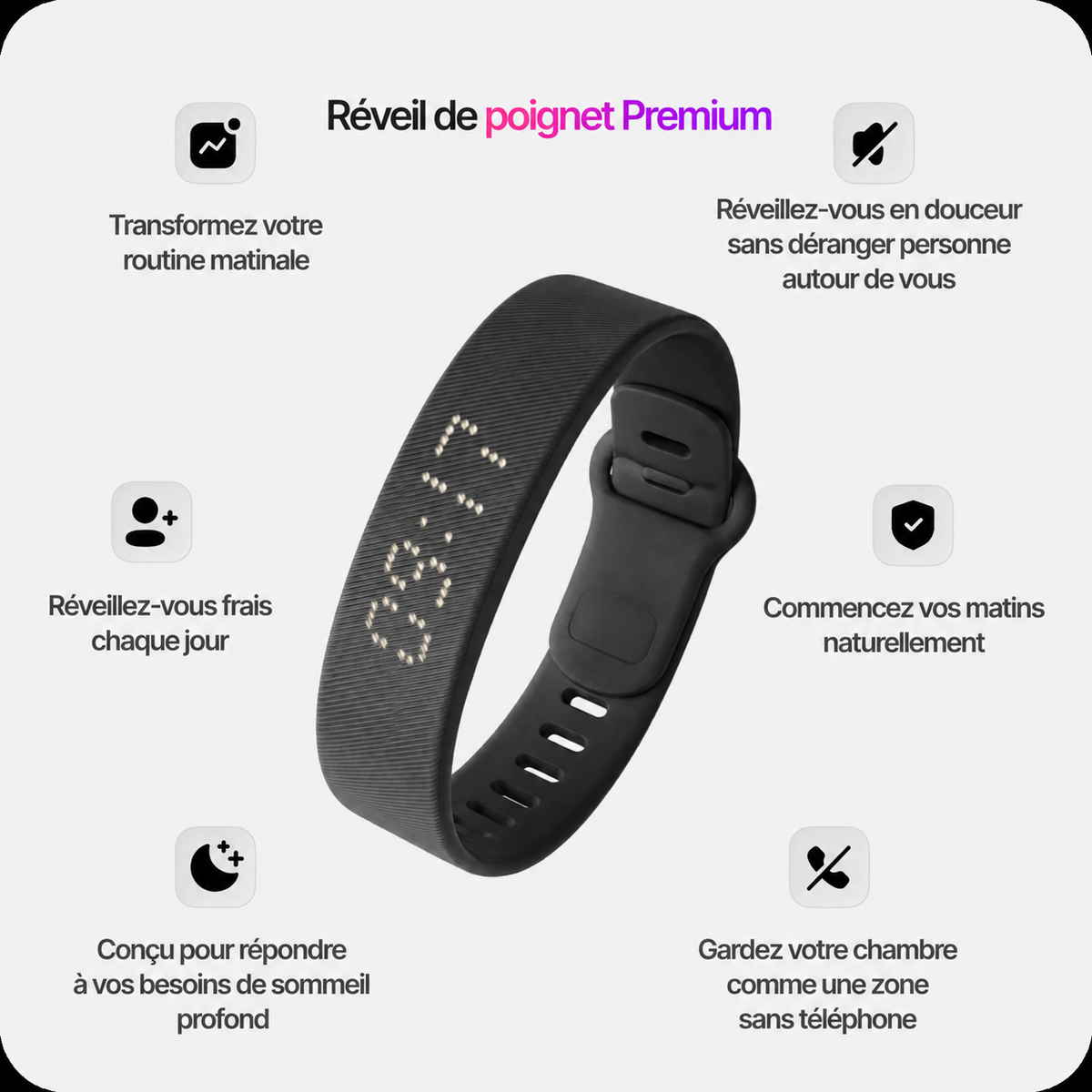 Bracelet Reveil Silencieux Solina - avantages
