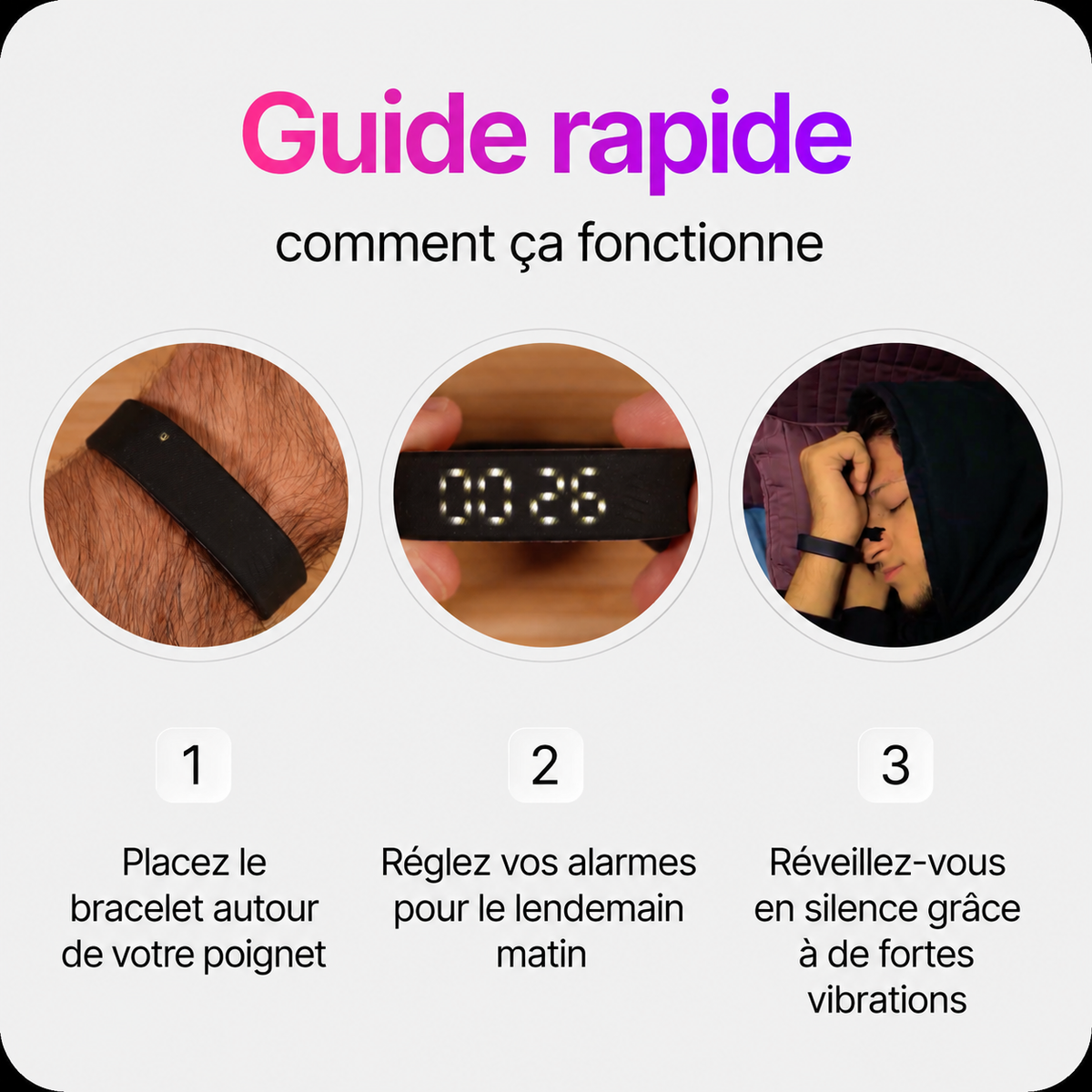 Bracelet Reveil Silencieux Solina - guide rapide