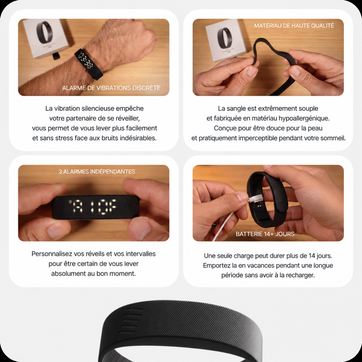 Bracelet Reveil Silencieux Solina - details materiaux