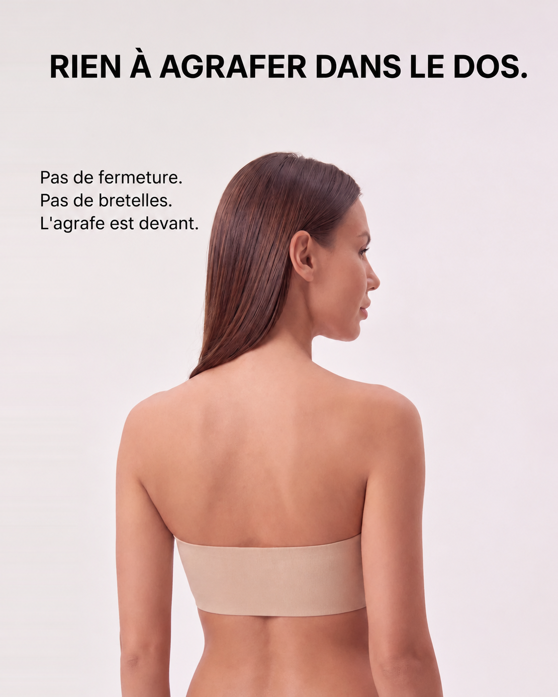 Dos nu du soutien-gorge strapless Solina, rien à agrafer dans le dos