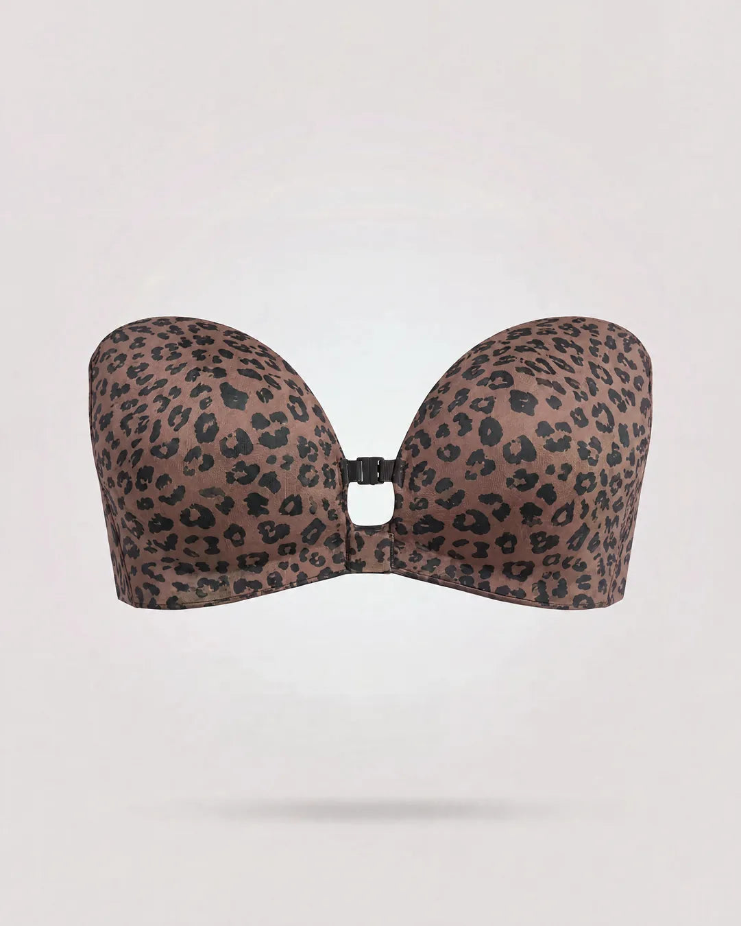 Soutien-gorge strapless léopard marron à plat