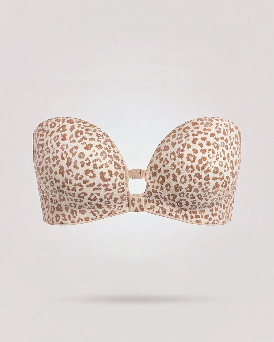 Soutien-gorge strapless léopard rose à plat