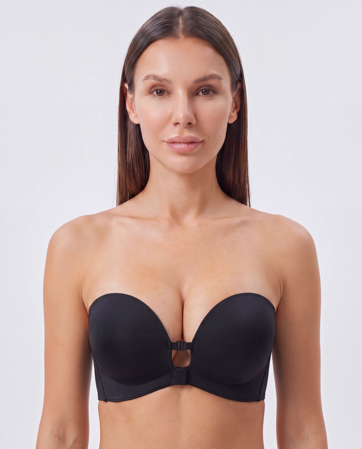 Soutien-gorge strapless Solina coloris noir, fermeture frontale