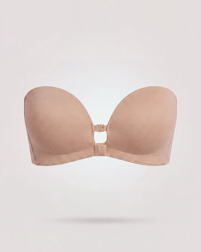 Soutien-gorge strapless nude à plat avec agrafe frontale
